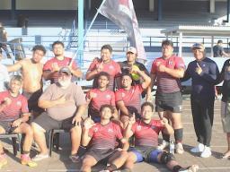 The Fagaalu Islanders, joined by their coaching staff and supporters
