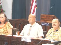 AG Gwen Tauiliili-Langkilde, Governor's Office Chief of Staff Leonard Seumanutafa, and ASEDA Office Director Blanche Lulu Barber,