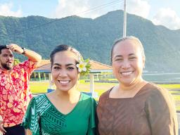 First Lady Mrs Ella Perefoti Mauga (right) with Miss American Samoa Kauhani Mea’alofa Teisa Fuimaono