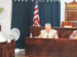 Manu’a District Governor Misaalefua J. Hudson (left) and Western District Governor Fai’ivae A. Godinet 
