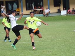 Ama Faleao (left) of Ilaoa & To’omata in action against Saono Enesi of Pago Youth 