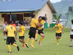 Rambo Tapui of Pago Youth celebrates with Puni Samuelu