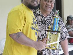 Pago Youth’s Rambo Tapui with Sen. Faiivae Iuli Alex Godinet 