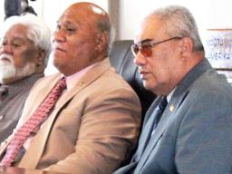 [l-r] Property Management Office director Niumata Malo, Sen. Fa’amausili Mau Mau Jr and Rep. Gafatasi Afalava