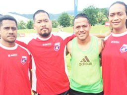 Nicky Salapu and Jaiyah Saelua with other American Samoa players