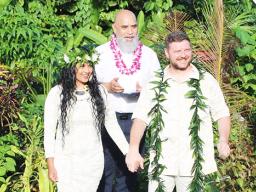 Jason & Sia with pastor Katina