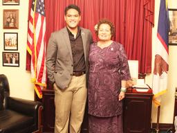 Congresswoman Amata and Rangel Fellowship winner John Iosefo