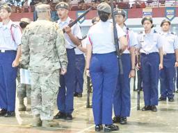 Drill team during competition