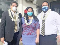 [l-r] Jon A. G. Clemens, Lornalei C. Meredith and Aitofele B. Sunia