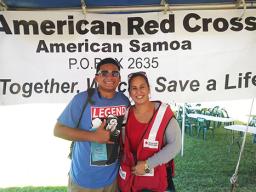 June Maeva with another Red Cross volunteer