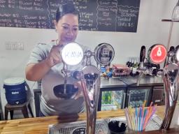Tricia Emberson drawing a bowl of kava