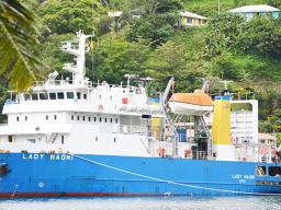 MV Lady Naomi docking in Pago harbor