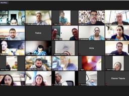 Launch group members at virtual meeting