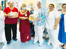 First Lady with maternity ward staff