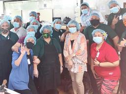 LBJ Hospital dietary staff wearing face masks
