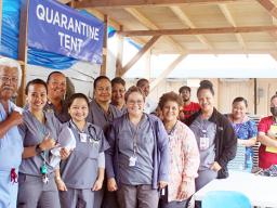 Dr. Iotamo Saleapaga (far left) and the hospital’s medical staff
