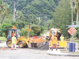 Happy Construction crew at work on Leapaga Road 