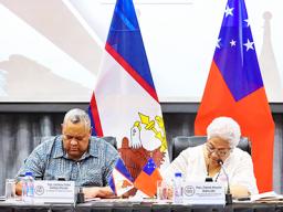 Gov. Lemanu P. S. Mauga and Prime Minister Fiame Naomi Mata'afa