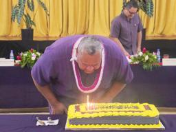 Gov Lemanu blows out candles on his birthday cake