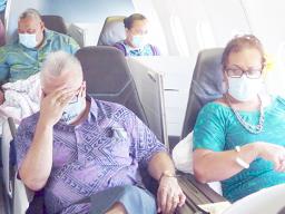 Gov. Lemanu Peleti Mauga, First Lady Ella P. Mauga, and staff members