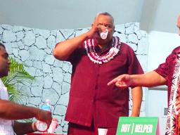 Lt. Gov. Lemanu Sialega Palepoi Mauga taking pills