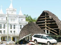 Some of the 2009 tsunami damage in Leone village