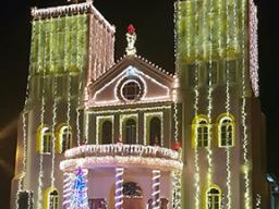 CCCAS Church in Leone decked out in Chritmas lights