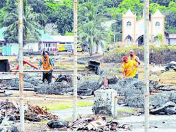 Some of the 2009 tsunami damage in Leone village