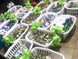 Baskets of items donated to DHSS Homeless Shelter by LHS students