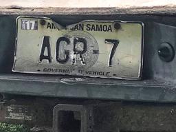 The license plate of the Department of Agriculture vehicle 