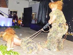 Two students dressed as lions