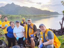 Members of the Lions Cllub at their Earth Day clean up