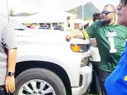 Gov. Lolo Matalasi Moliga (left) with Education director Dr. Ruth Matagi-Tofiga (right) 