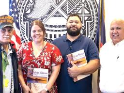 Lt. Governor Pulumataala Ae Ae, Jr. and book recipients