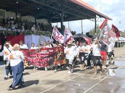 sports team marching in review