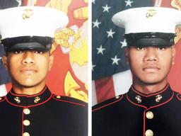 Private Leomiti Fa’amu Jr (left) of of Vailoatai village and Private Rex Junior Iose (right) 