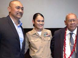 Josie Tauoa with her father and brother