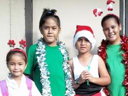 Matafao Elementary School students in their Christmas finery