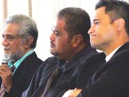 [l-r] Territorial Registrar, Taito S. White (who heads the Office of the Territorial Registrar); Assistant Attorney General, Andrew Sunia, who is the legal counsel for the TerritorialRegistrar’s Office, and Attorney General Talauega Eleasalo V. Ale