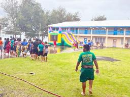 Students on the Matatula Elementary School playground