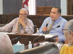  Secretary of Samoan Affairs Mauga T. Asuega (left) and Attorney General Falefatu Fainuulelei Alailima-Utu