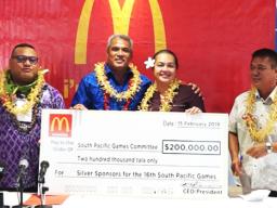 Pacific Games office receives $200,000 from McDonald's Restaurant