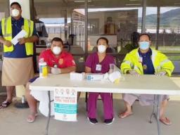 Measles screening  group at Pago Pago International Airport.