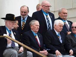 Medal of Honor recipients await the start of a ceremony at Arlington National Cemetery on Medal of Honor Day, March 25, 2019.