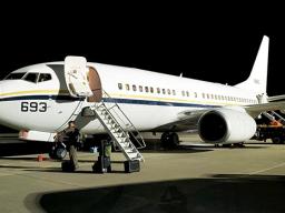 The U.S. Navy C-40 on the tarmac at Pago Pago Int'l Airport.
