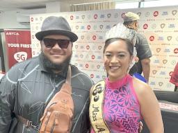 Josh Tatofi and Miss American Samoa