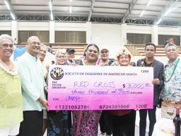 Sa’alea surrounded by members and supporters of the American Samoa Red Cross Chapter