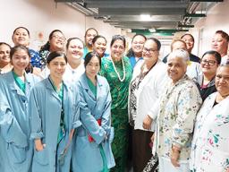 Ms Nancy Morgan amongst nurses