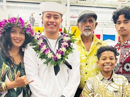 USN Seaman Charles Kamlesh Fiamalua Singh with family members