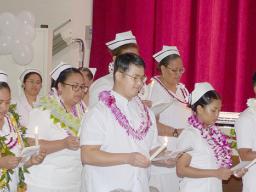 Seen in this Samoa News photo is the portion of the program with the “Lighting of Candles & Pledge” for the graduates, who will march tomorrow during the 73rd ASCC Graduation ceremony at the college campus. 